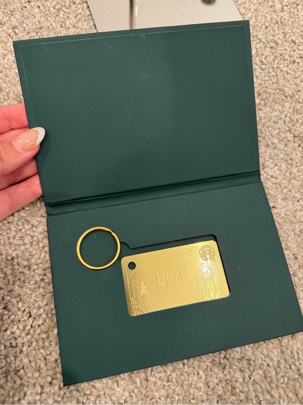 Starbucks Gold Key Tag with Dark Green Presentation Card